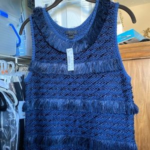NWT J. Crew Navy fringe sleeveless sweater tank
